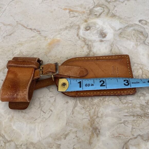 Vintage Louis Vuitton Vachetta Leather Luggage Tag & Poignet - Picture 11 of 11